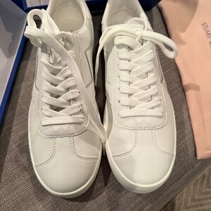 STUART WEITZMAN WHITE LEATHER DARYL SNEAKERS NEW SIZE 8.5 B EU 39